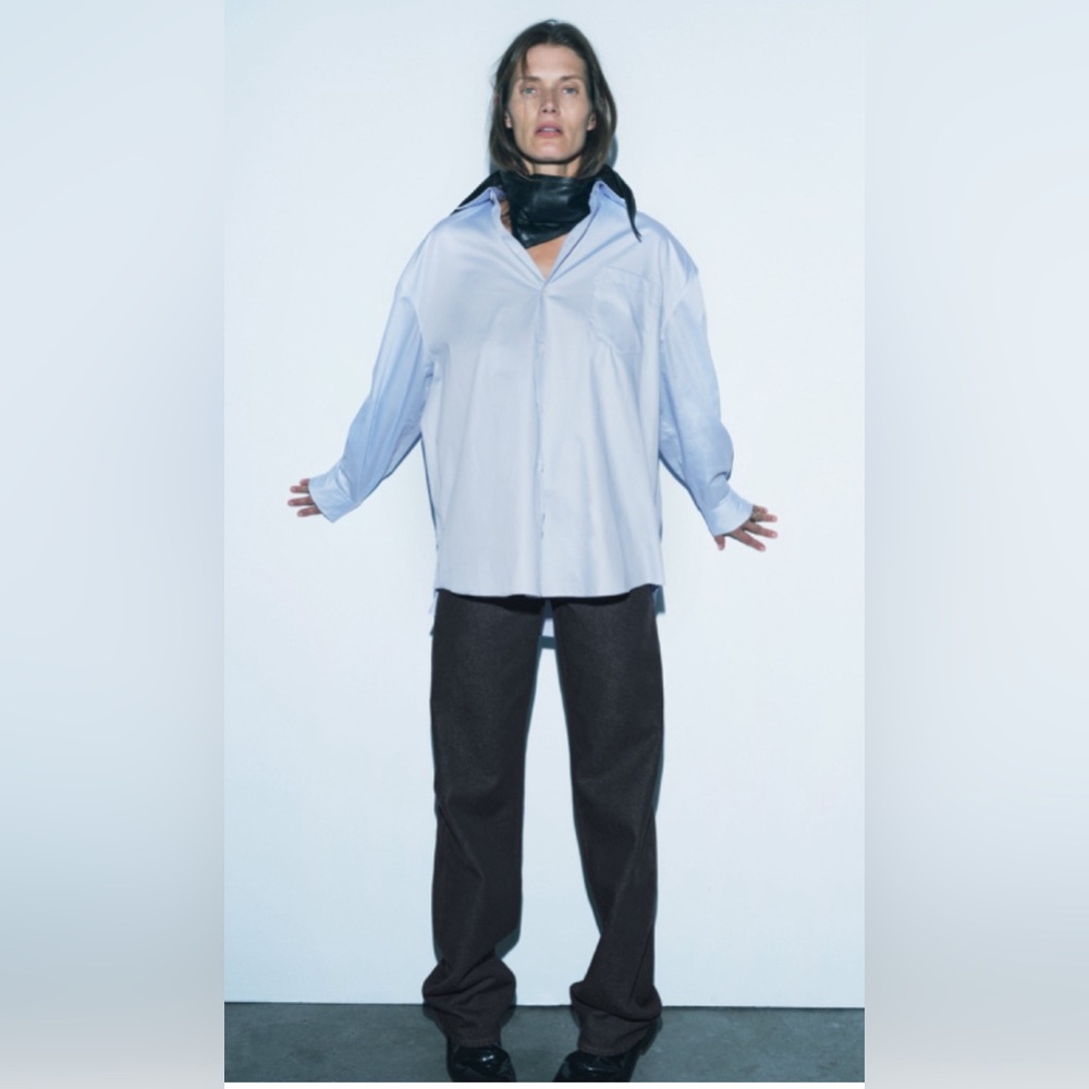 ZARA oversized light blue poplin shirt size extra small/small